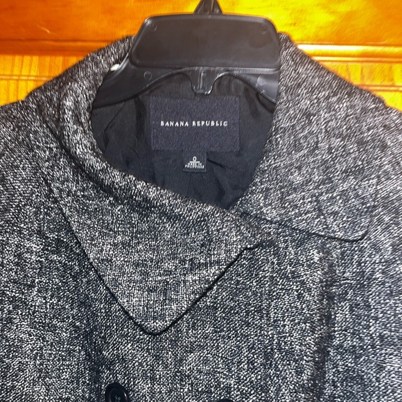 Banana Republic Charcoal gray Tweed Pea Coat size 0 w/pockets - Picture 2 of 3